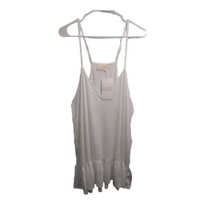 NINEXIS White Adjustable Strap Buttery Soft and Stretchy Flare Bottom Tank 2X